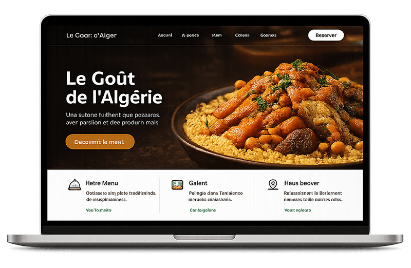 Aperçu d'un site web de restaurant